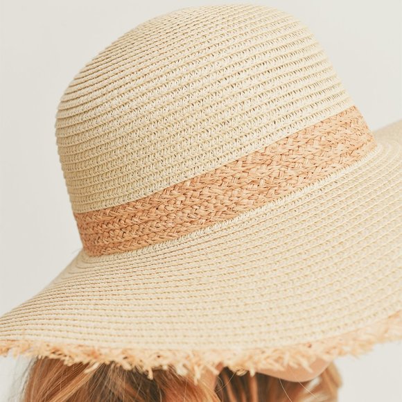 Frayed edge Straw Floppy Hat - Picture 4 of 7